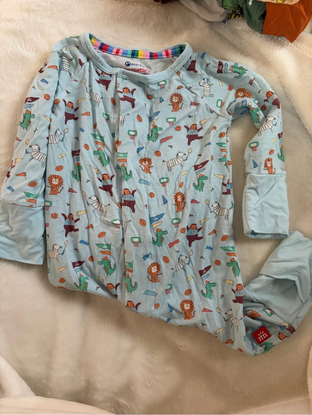 Light Blue Animal Print Footie